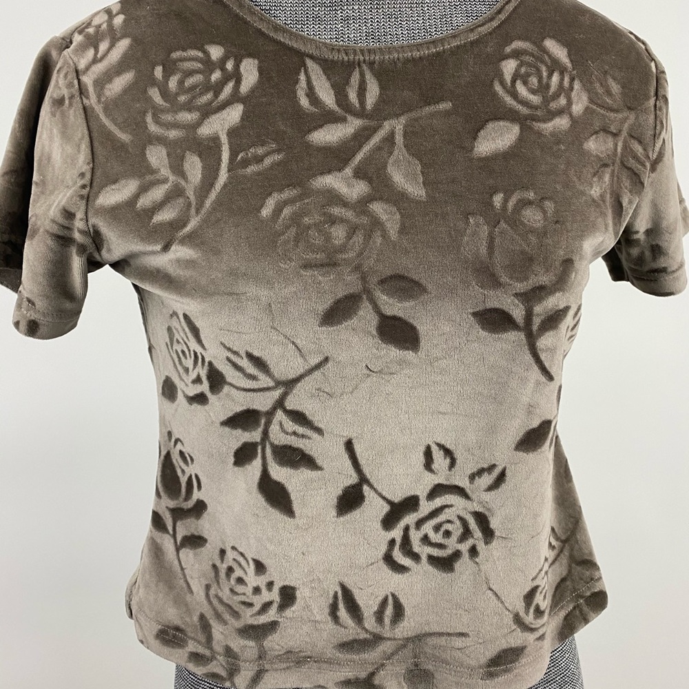 Vintage 90’s Velvet Rose Crop Top